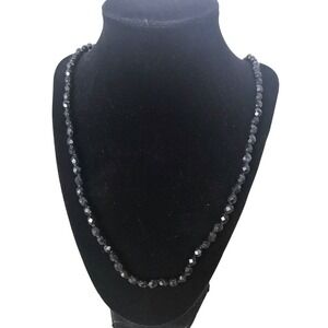 Faceted‎ Black Bead Necklace Elegant Evening Cocktail Party Jewelry